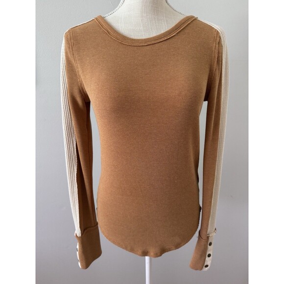 We The Free Tops - Free‎ People We the Free Tasha Thermal Snap Button Cuff Long Sleeve Size Small